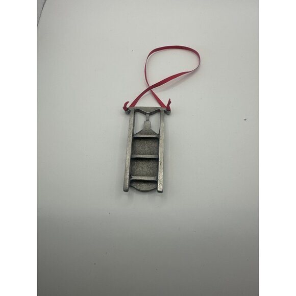 State Farm Auto Life Fire Insurance Vintage Metal Sled Ornament Silver-Tone With - Picture 2 of 2